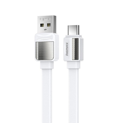 Remax Platinum Pro 2.4A Charging Data Cable Type C 8 Pin Micro USB 1m in white with TPE soft flat cable and reinforced connectors for fast charging