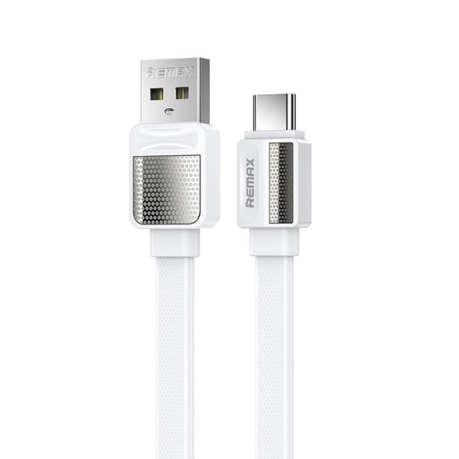 Remax Platinum Pro 2.4A Charging Data Cable Type C 8 Pin Micro USB 1m in white with TPE soft flat cable and reinforced connectors for fast charging