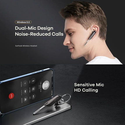 Remax Single Ear Bluetooth Headset For Hands Free Calls And Commute metal earhook with retractable mic and silicone cap