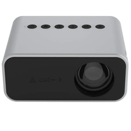 Portable LED Projector for Home Theater and Movie Viewing compact white LED projector with top control buttons and front lens for home cinema