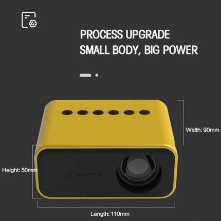 Portable LED Projector for Home Theater and Movie Viewing compact yellow mini projector with dimensions 110x90x50mm for home movie nights