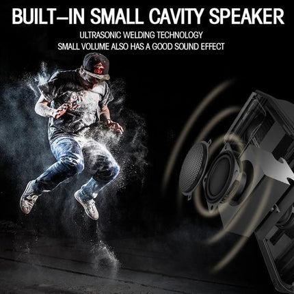 Portable LED Projector for Home Theater and Movie Viewing with built-in small cavity speaker showcasing dancer and speaker sound effect