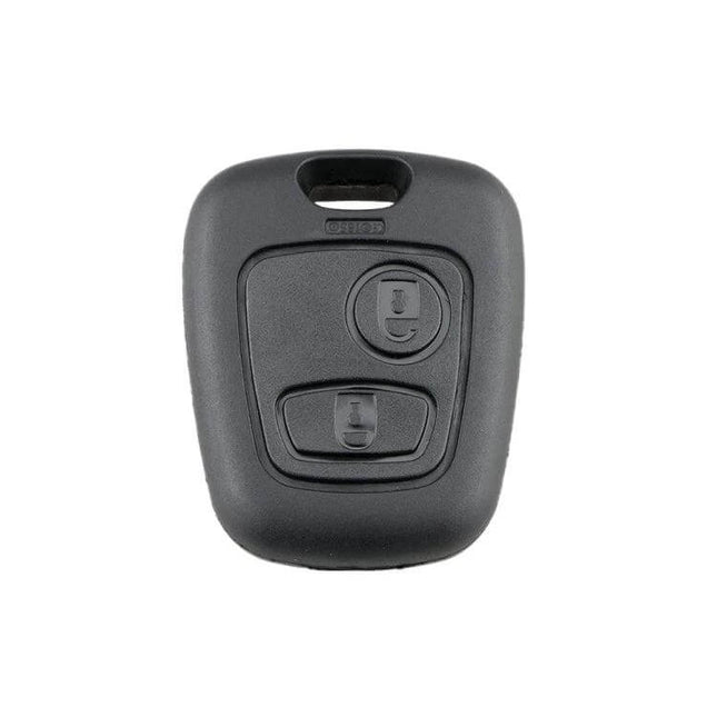 Replacement Key Case for Peugeot 2-Button Car Keys - black housing to replace worn key fob shell, transfer electronics into new case