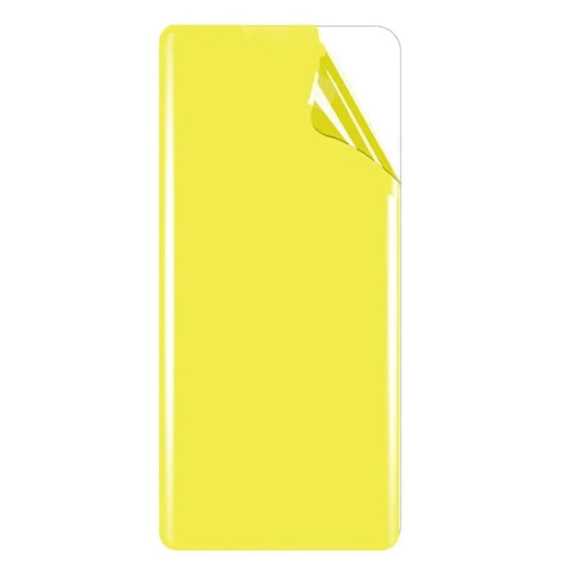 Soft TPU Full Coverage Screen Protector For OPPO And Xiaomi clear flexible yellow demo film showing edge-to-edge coverage and peel corner