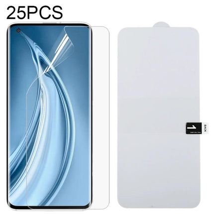 Hydrogel Screen Protector for OPPO and Huawei Devices, 25-Pack shown applied to curved phone screen with extra protectors