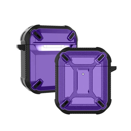 Protective Case for AirPods in Daily Travel and Commutes — purple rugged shockproof AirPods case with carabiner loop for commuting and travel