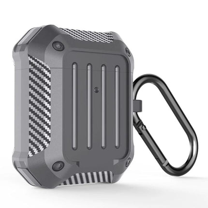 Durable Protective Case for AirPods in Daily Travel Essentials - dustproof rugged grey case with carabiner for commuting and on-the-go charging
