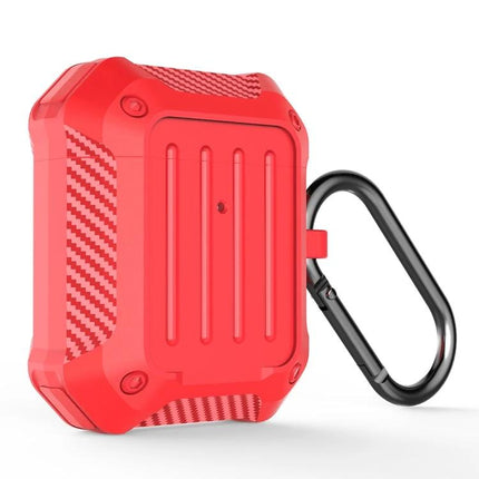 Durable Protective Case for AirPods in Daily Travel Essentials red dustproof case with hook and carabiner for commuting