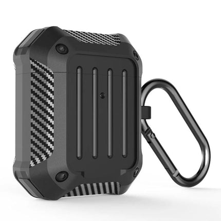 Durable Protective Case for AirPods in Daily Travel Essentials black rugged dustproof case with carabiner hook for commuting
