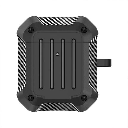 Durable Protective Case for AirPods in Daily Travel Essentials - rugged dustproof black carbon fiber AirPods case with hook