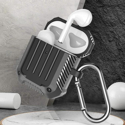 Durable Protective Case for AirPods in Daily Travel Essentials - rugged dustproof charging case with carabiner hook for secure on-the-go use