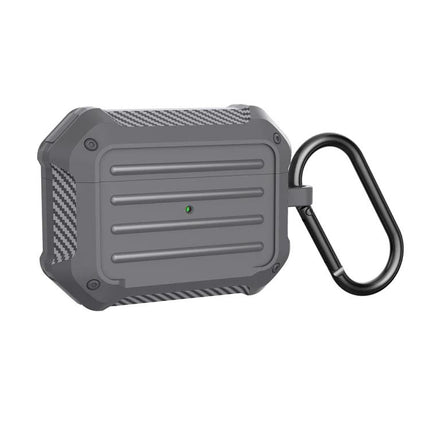 Durable Protective Case for AirPods in Daily Travel Essentials — rugged grey AirPods case with carabiner, dustproof scratch-resistant design, easy charging