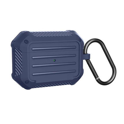 Durable Protective Case for AirPods in Daily Travel Essentials navy blue rugged dustproof case with carabiner for commuting
