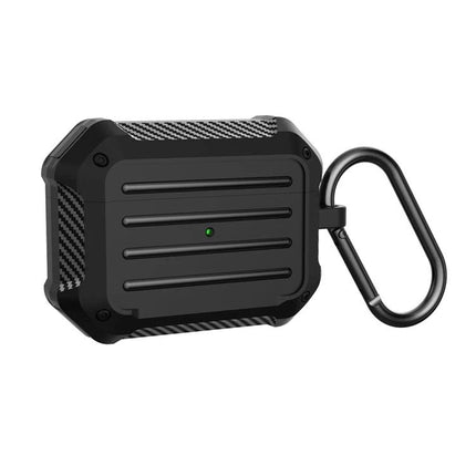 Durable Protective Case for AirPods in Daily Travel Essentials - rugged black dustproof case with carabiner hook