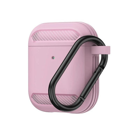 Practical Protective Case for AirPods in Daily Life - pink silicone case with carabiner hook for commute and quick charging