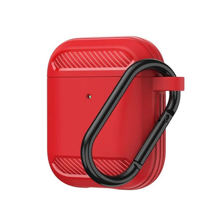 Practical Protective Case for AirPods in Daily Life red silicone case with carabiner for commute and gym