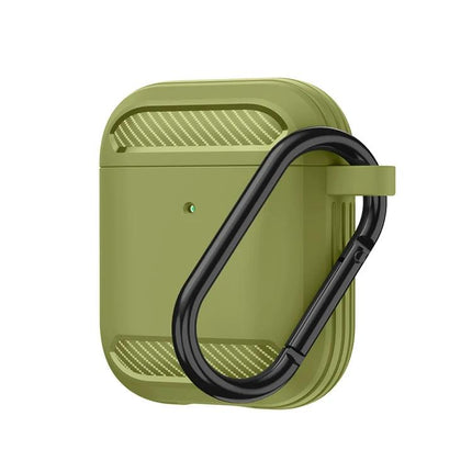 Practical Protective Case for AirPods in Daily Life — olive green rugged silicone case with carabiner for commuting and gym