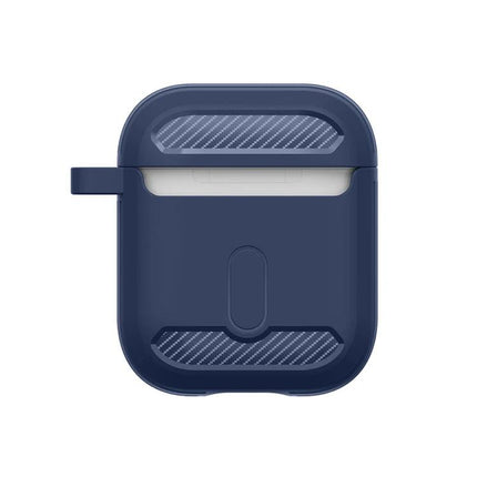 Practical Protective Case for AirPods in Daily Life - navy silicone case with hook, quick-charge access and scratch-resistant design