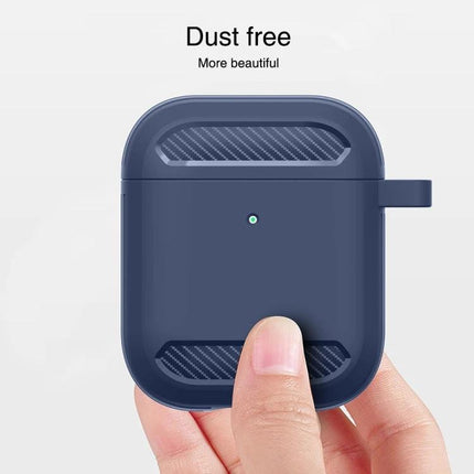 Practical Protective Case for AirPods in Daily Life - navy dust‑free slim silicone case with hook and quick charge access