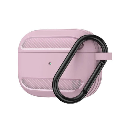 Practical Protective Case for AirPods in Daily Life - pink silicone case with carabiner hook for commute and gym