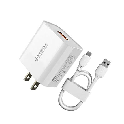 WK WP-U57 24W QC3.0 Fast Charger With USB To 8 Pin Cable US EU UK Plug | Syndmart