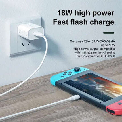 WK WP-U57 24W QC3.0 Fast Charger With USB To 8 Pin Cable US EU UK Plug | Syndmart