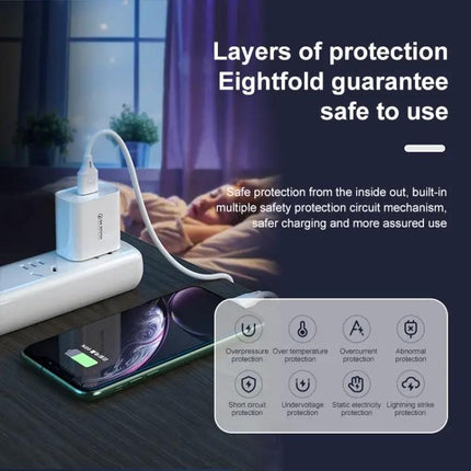 WK WP-U57 24W QC3.0 Fast Charger With USB To 8 Pin Cable US EU UK Plug | Syndmart