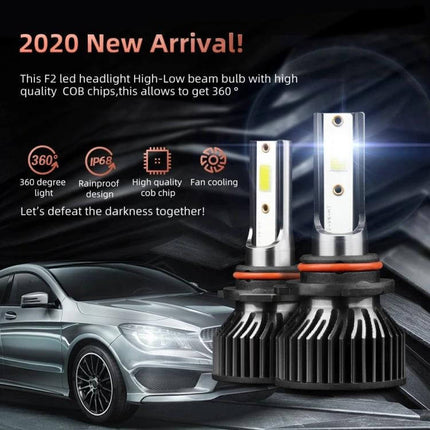 Car LED Headlights Waterproof For Reliable Night Driving - waterproof 6000K COB LED bulbs, aluminum body, 50W pair, 5000 lm, high-low beam for night driving