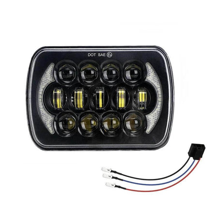 7 Inch Square LED Headlight Lamps For Jeep Wrangler - rugged die-cast aluminum housing, high-efficiency LEDs for night driving and off-road use