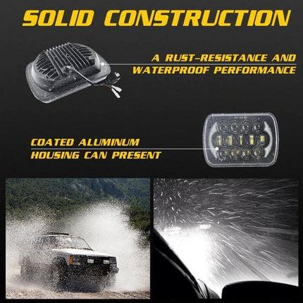 7 Inch Square LED Headlight Lamps For Jeep Wrangler in rugged die-cast aluminum housing, waterproof, high-efficiency illumination for off-road and night driving