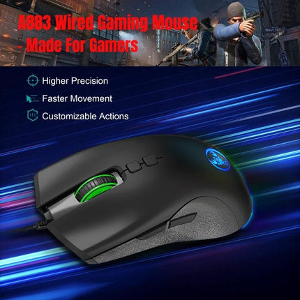 HXSJ Ergonomic Wired Gaming Mouse With Customizable RGB Lighting - ergonomic wired gaming mouse with RGB, comfortable grip for long FPS sessions