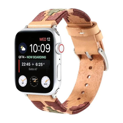 Woven Contrast Leather Apple Watch Band Adjustable 38-49mm