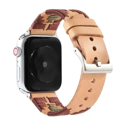 Woven Contrast Leather Apple Watch Band Adjustable 38-49mm