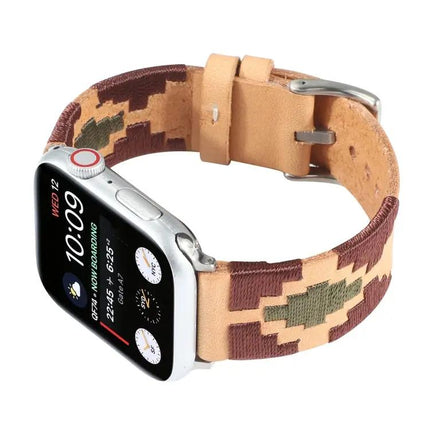 Woven Contrast Leather Apple Watch Band Adjustable 38-49mm