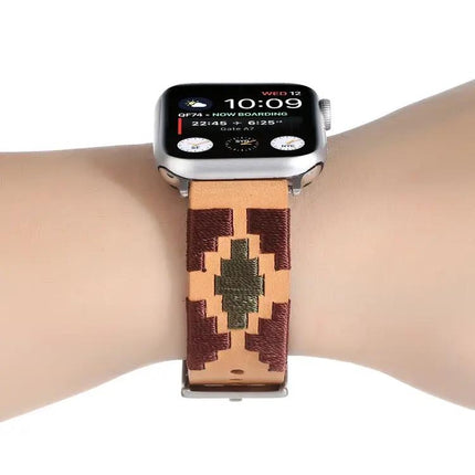 Woven Contrast Leather Apple Watch Band Adjustable 38-49mm