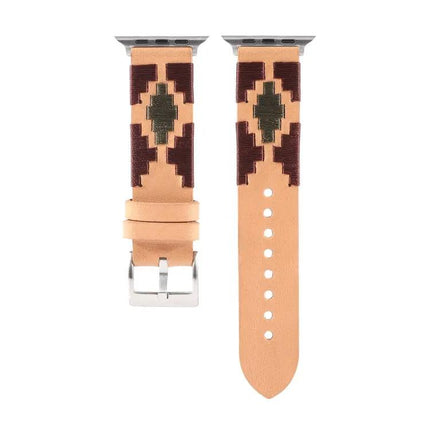 Woven Contrast Leather Apple Watch Band Adjustable 38-49mm