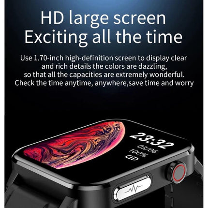 Essential Daily Companion for Health Awareness Monitoring - compact wearable with 1.70-inch HD large screen showing heart rate and time