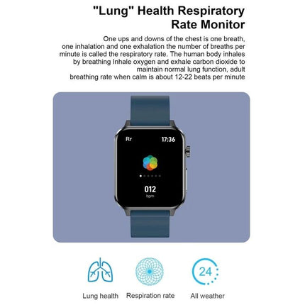 Essential Smart Watch for Daily Health and Activity Tracking showing respiratory rate 012 bpm on display with lung health icons