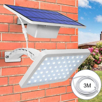 48LED Detachable Solar Light IP65 Waterproof Outdoor Courtyard Lamp mounted on brick wall with 3m extension cable and solar panel