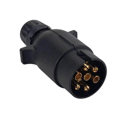 7-Pin EU Trailer Socket Connector for Trucks and Trailers - black ABS 12V trailer plug with copper pins for indicators, brake and tail lights
