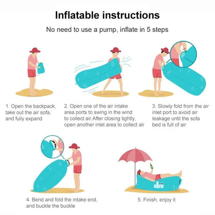 Outdoor Portable Inflatable Beach Sofa 200x70cm Green