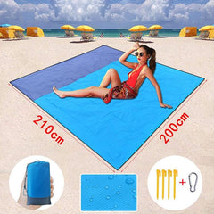 Manta de picnic impermeable con bolsillo - 2,1 x 2 m - Alfombra portátil a cuadros para exteriores para acampar y playa