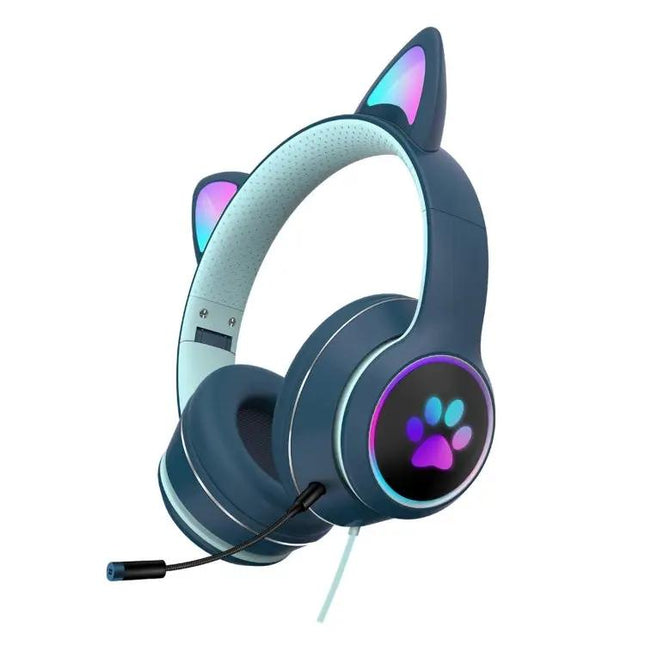 Foldable Cat Ear Headset With Rotating Mic