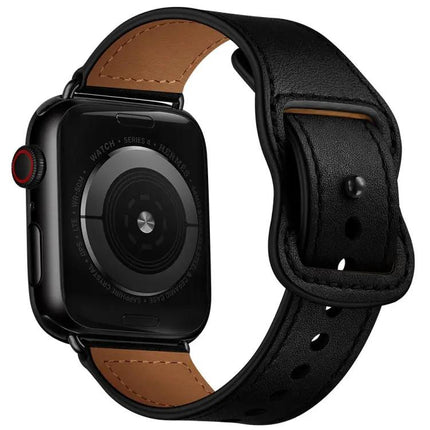 Double Hole Leather Watch Band Compatible With Apple Watch