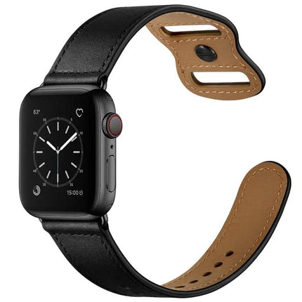 Double Hole Leather Watch Band Compatible With Apple Watch