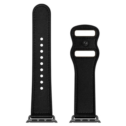 Double Hole Leather Watch Band Compatible With Apple Watch