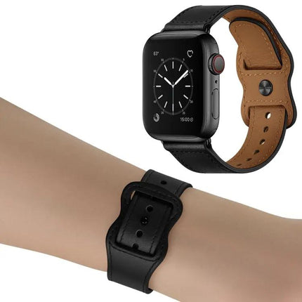 Double Hole Leather Watch Band Compatible With Apple Watch