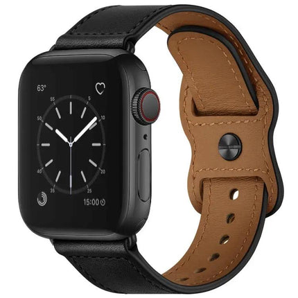 Double Hole Leather Watch Band Compatible With Apple Watch