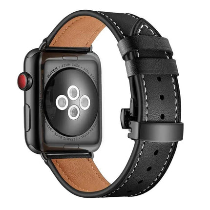 Genuine Leather Butterfly Buckle Apple Watch Bands 38/40mm