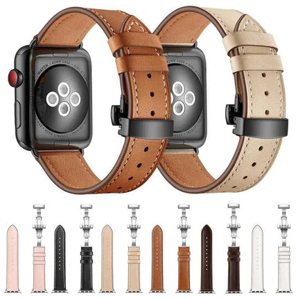 Genuine Leather Butterfly Buckle Apple Watch Bands 38/40mm
